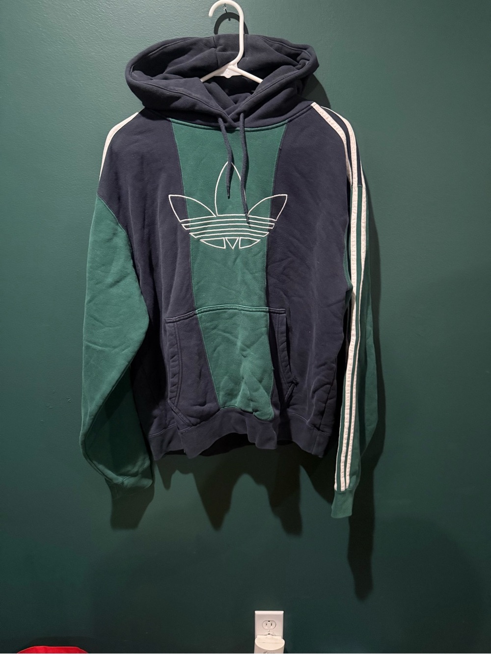 adidas Navy & Green Trefoil Pullover Hoodie